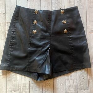 Zara Black High Waist Shorts with Gold Buttons